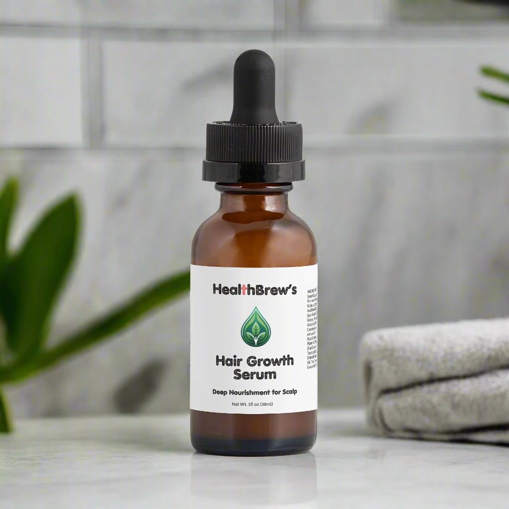 HealthBrew Hair Growth Vitamin Scalp Serum for Men & Women - with Vitamins A/C/E & Niacinamide - Castor & Rosemary Oil - Liposomal Maximum Absorption